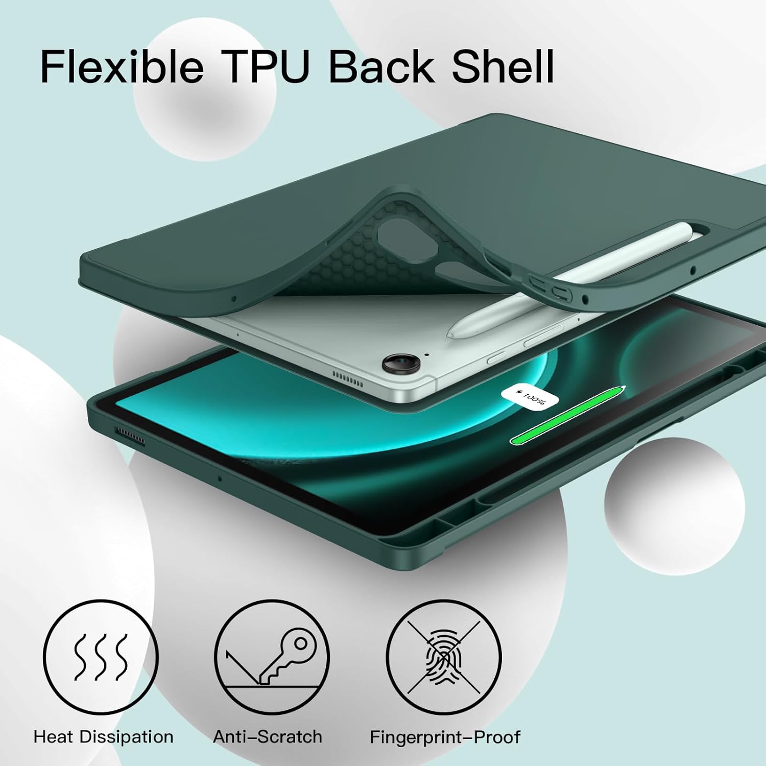 MICA + FUNDA DE GALAXY TAB S10 LITE S10 FE S9 FE PORTA S PEN - VERDE - 5