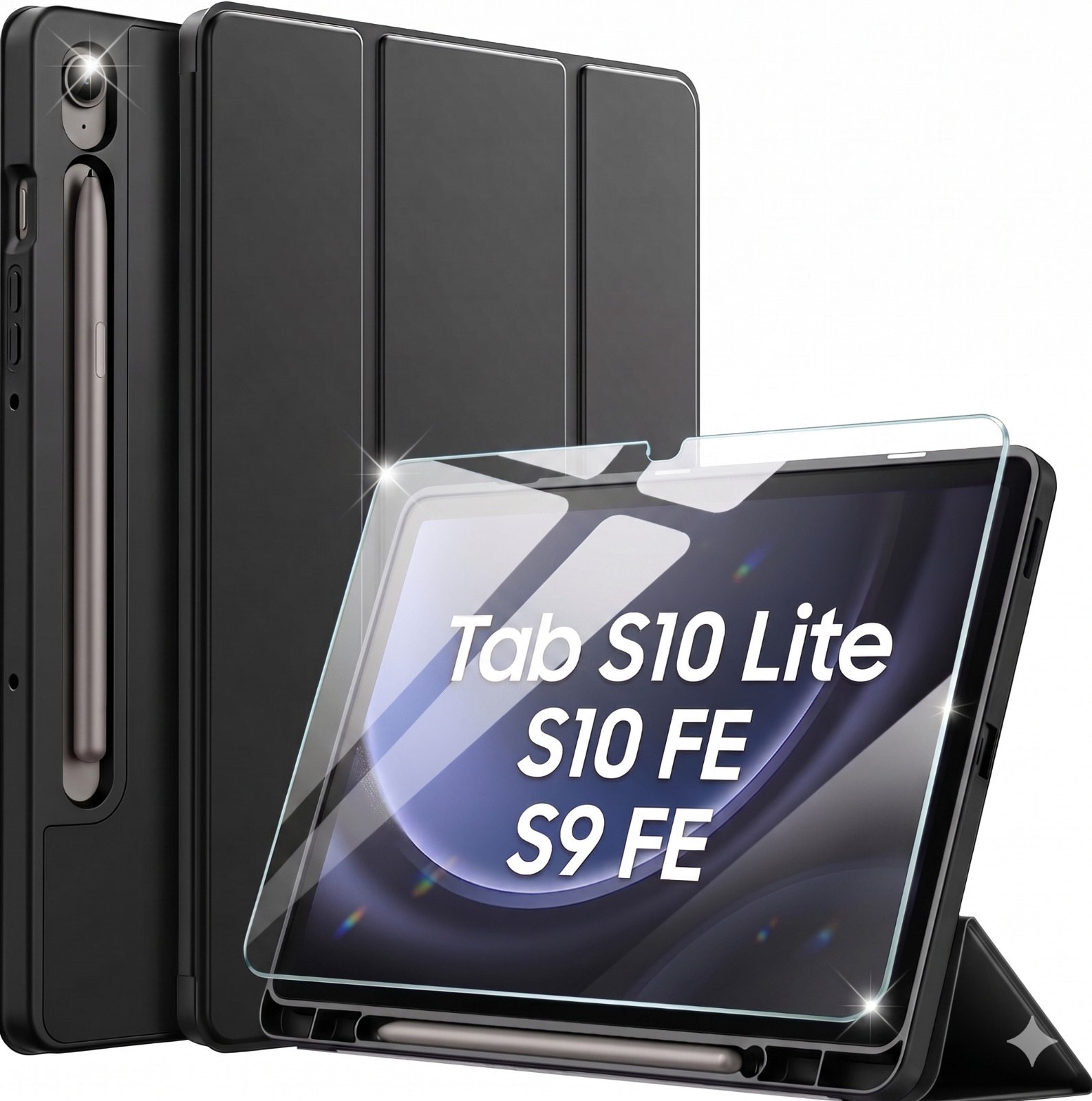 MICA + FUNDA DE GALAXY TAB S10 LITE S10 FE S9 FE PORTA S PEN - NEGRO - 1