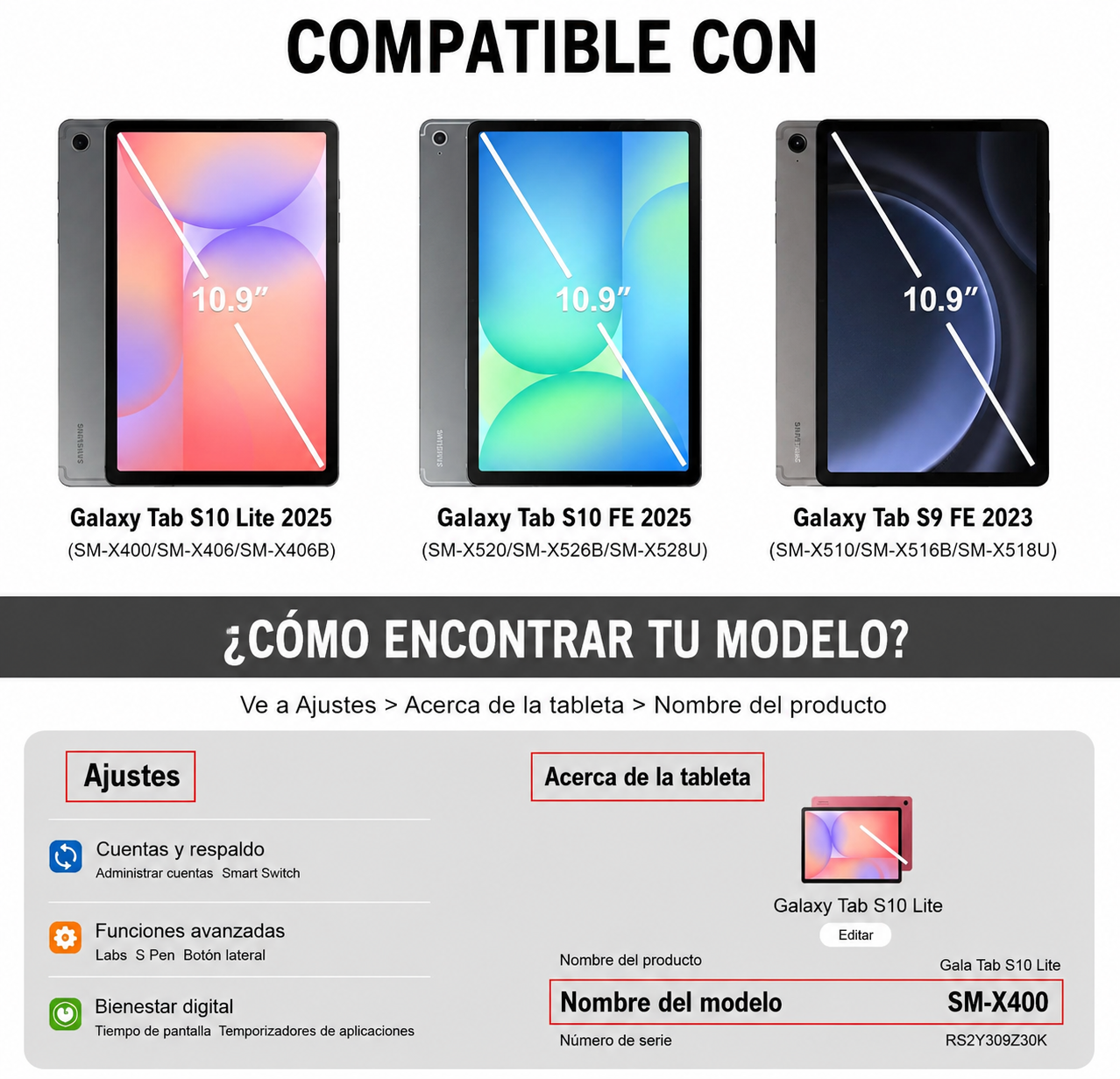 MICA + FUNDA DE GALAXY TAB S10 LITE S10 FE S9 FE PORTA S PEN - NEGRO - 4