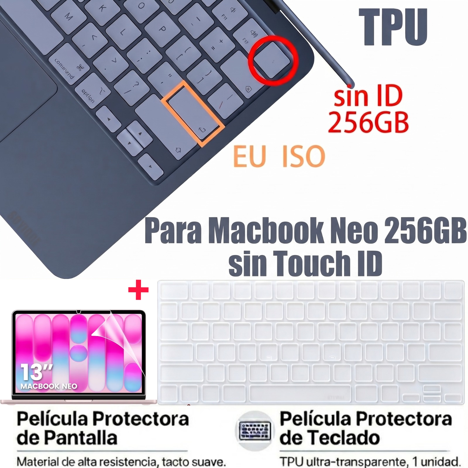 KIT CASE MACBOOK NEO 13 A3404 CON PROTECTOR TECLADO INGLÉS 256GB - 3