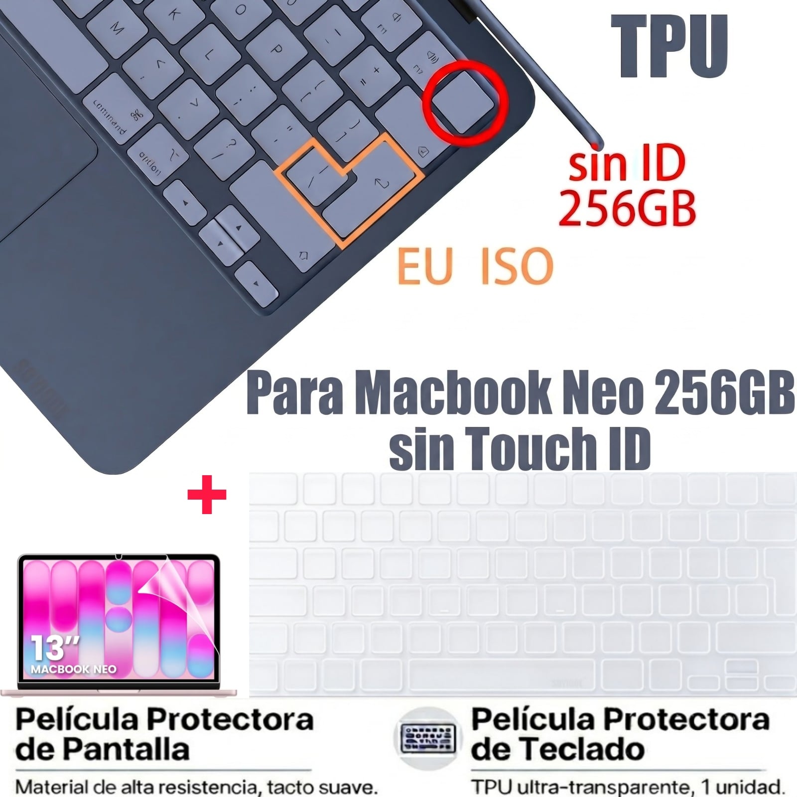KIT CASE MACBOOK NEO 13 A3404 CON PROTECTOR TECLADO ESPAÑOL 256GB - 3