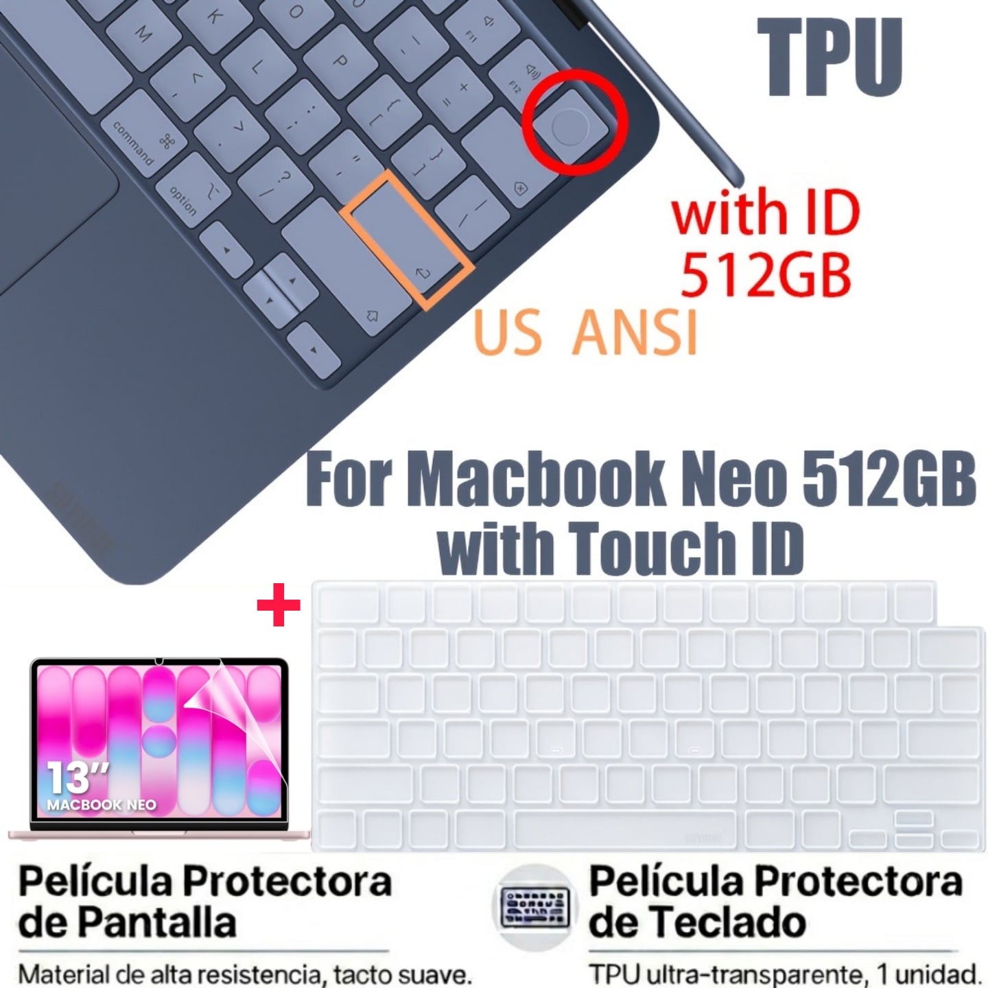 KIT CASE MACBOOK NEO 13 A3404 CON PROTECTOR TECLADO INGLÉS 512GB - 3