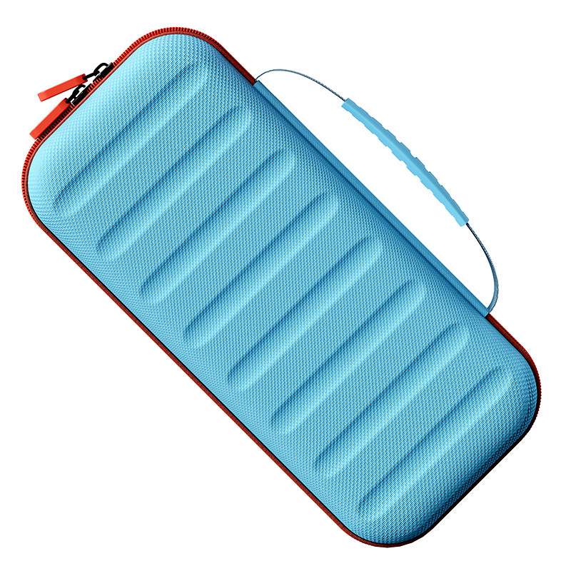 FUNDA PREMIUN + MICA PARA NINTENDO SWITCH 2 RÍGIDA EVA VIAJE 24 ESPACIOS MALLA -CELESTE - 2