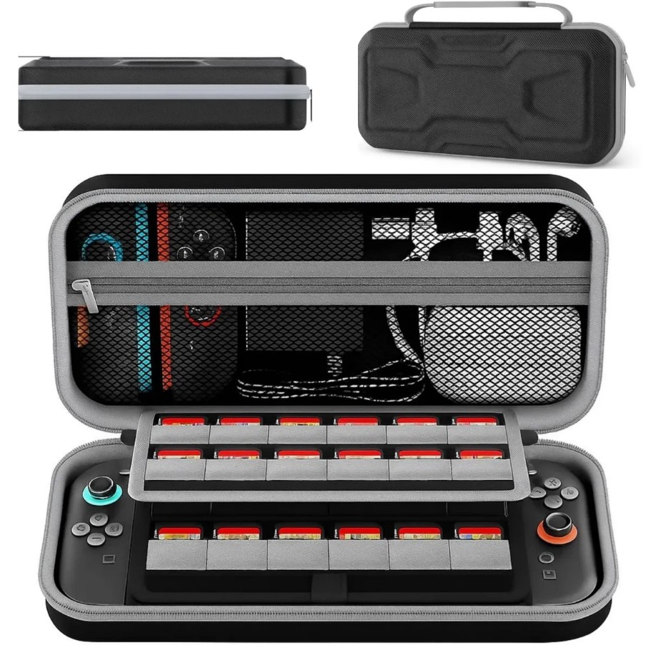 ESTUCHE RÍGIDO GRANDE PROTECTOR PARA NINTENDO SWITCH 2 2025 - CASE XL NEGRO - 1