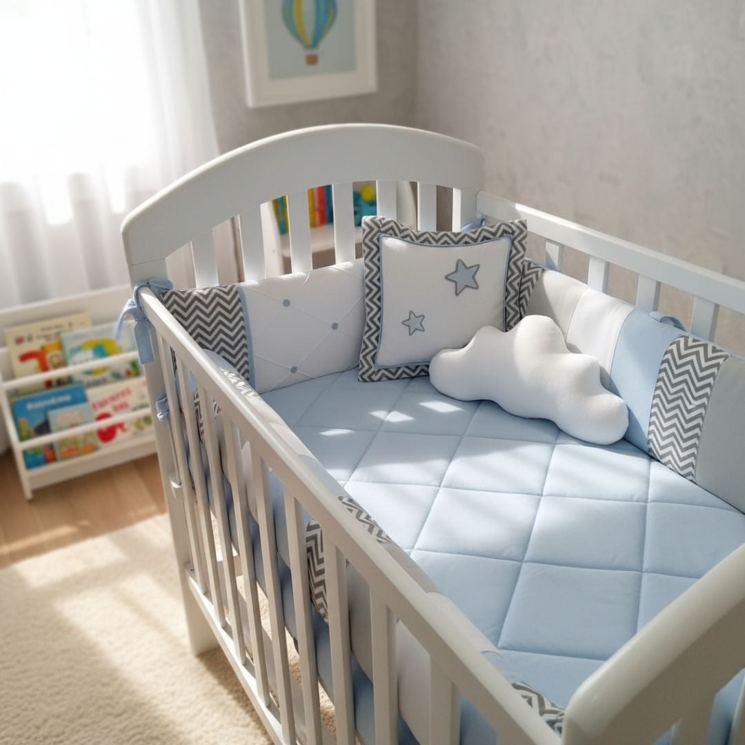 SET CUNA BABYTU CELESTE ESTANDAR DISEÑO ZIG ZAG Y - 3