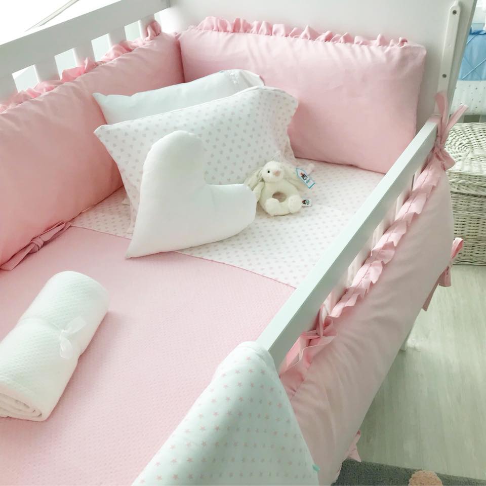 PROTECTORES CUNA BABYTU ALGODÓN ROSADO LATERALES PARACHOQUES ACOLCHADO ESTANDAR - 2