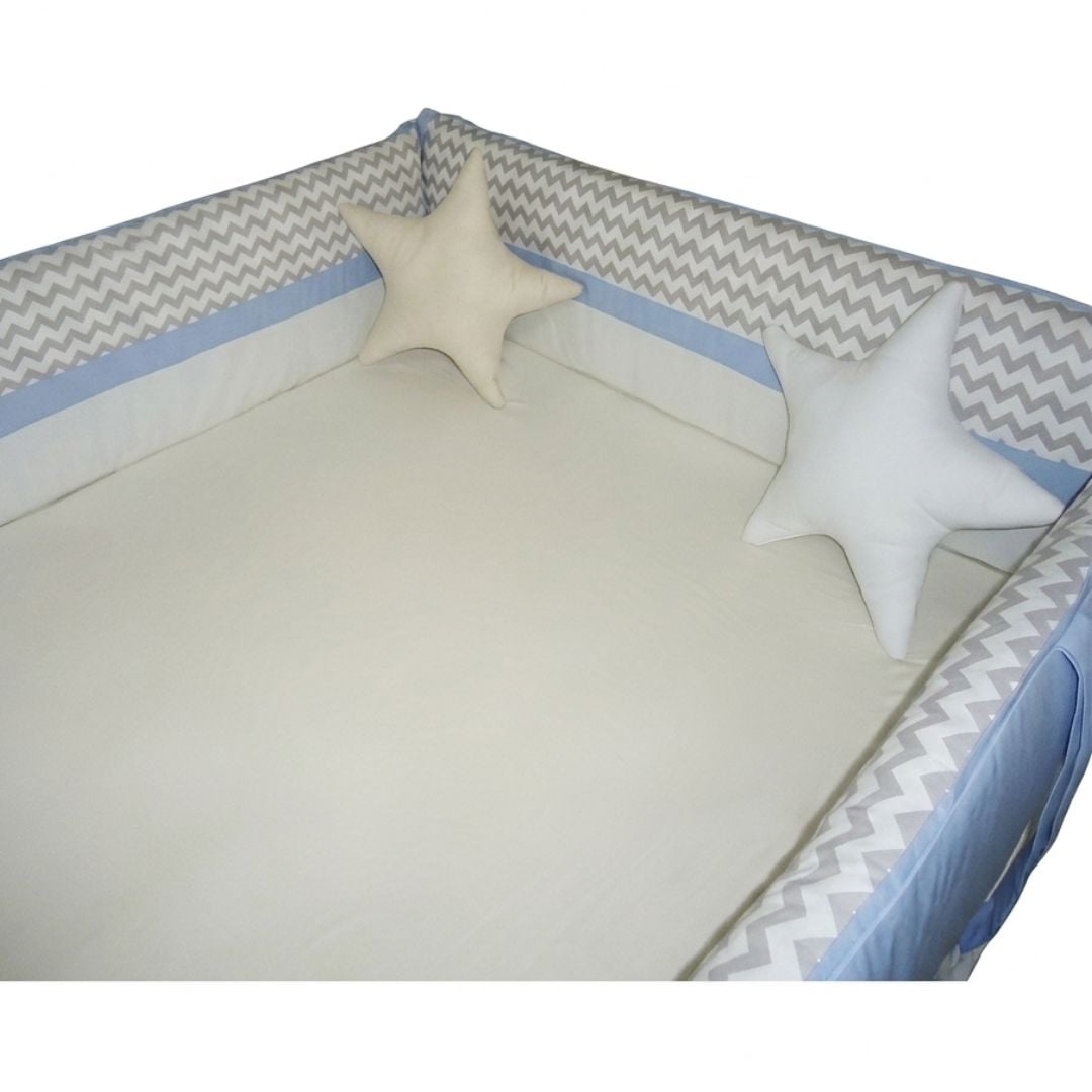 PROTECTORES CUNA BABYTU 1.5 PLAZAS CELESTE ESTAMPADOS LATERALES PARACHOQUES CAMA MONTESSORI - 3