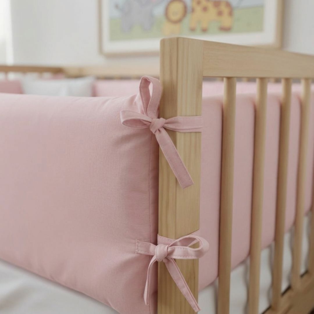 PROTECTORES PARACHOQUES DE CAMA CUNA MONTESSORI 1.5 PLAZAS - ROSADO - 5