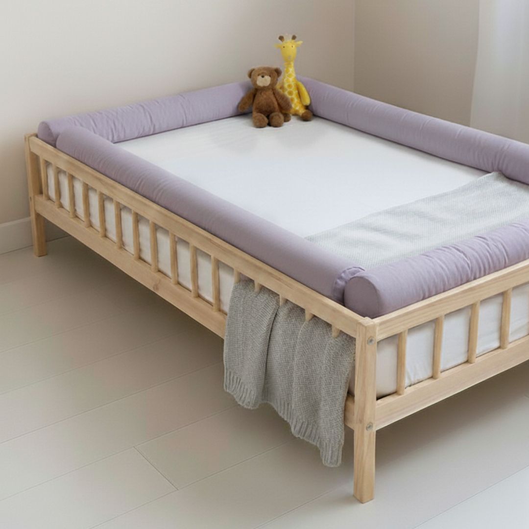 BUMPERS PROTECTORES TUBULARES DE CAMA CUNA 1.5 PLAZAS MONTESSORI - 4 PIEZAS - LILA - 1