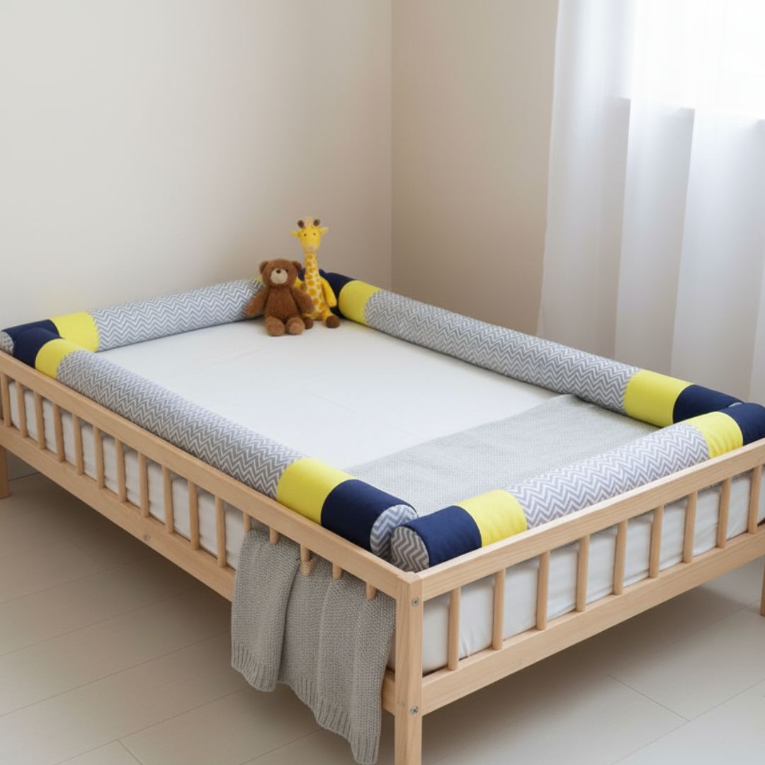 BUMPERS  TUBULARES PAARCHOQUES DE CAMA CUNA 1.5 PLAZAS MONTESSORI - AZUL MARINO - 4 PIEZAS - 1