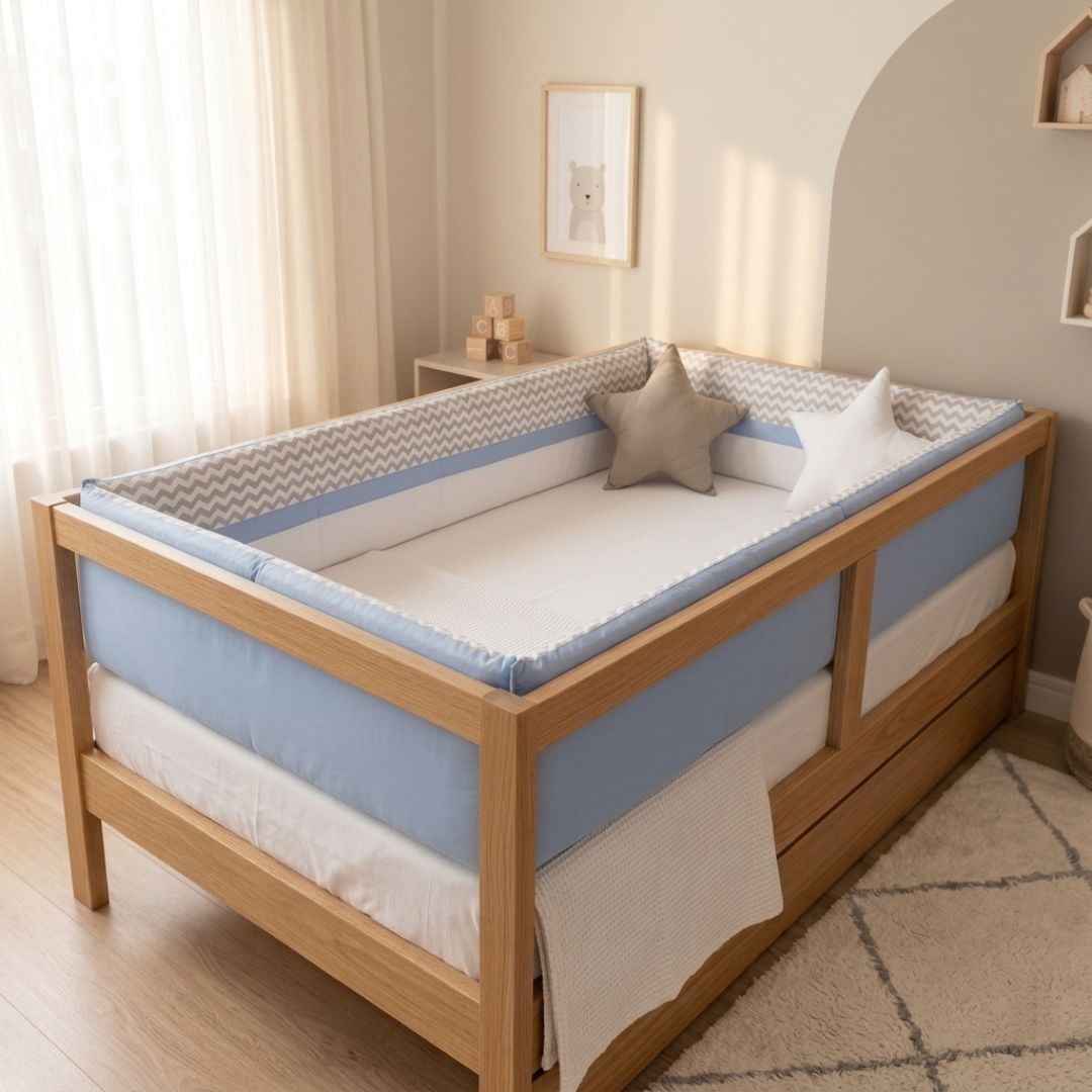 PROTECTORES LATERALES PARACHOQUES DE CAMA CUNA 1.5 PLAZAS MONTESSORI - ZIG ZAG NIÑO - 3