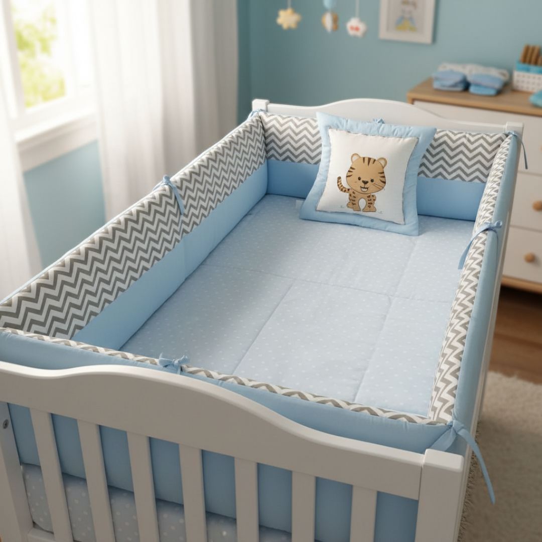 PROTECTORES LATERALES PARACHOQUES TALLA CAMA CUNA 1.5 PLAZAS MONTESSORI -CELESTE -NIÑO - 1