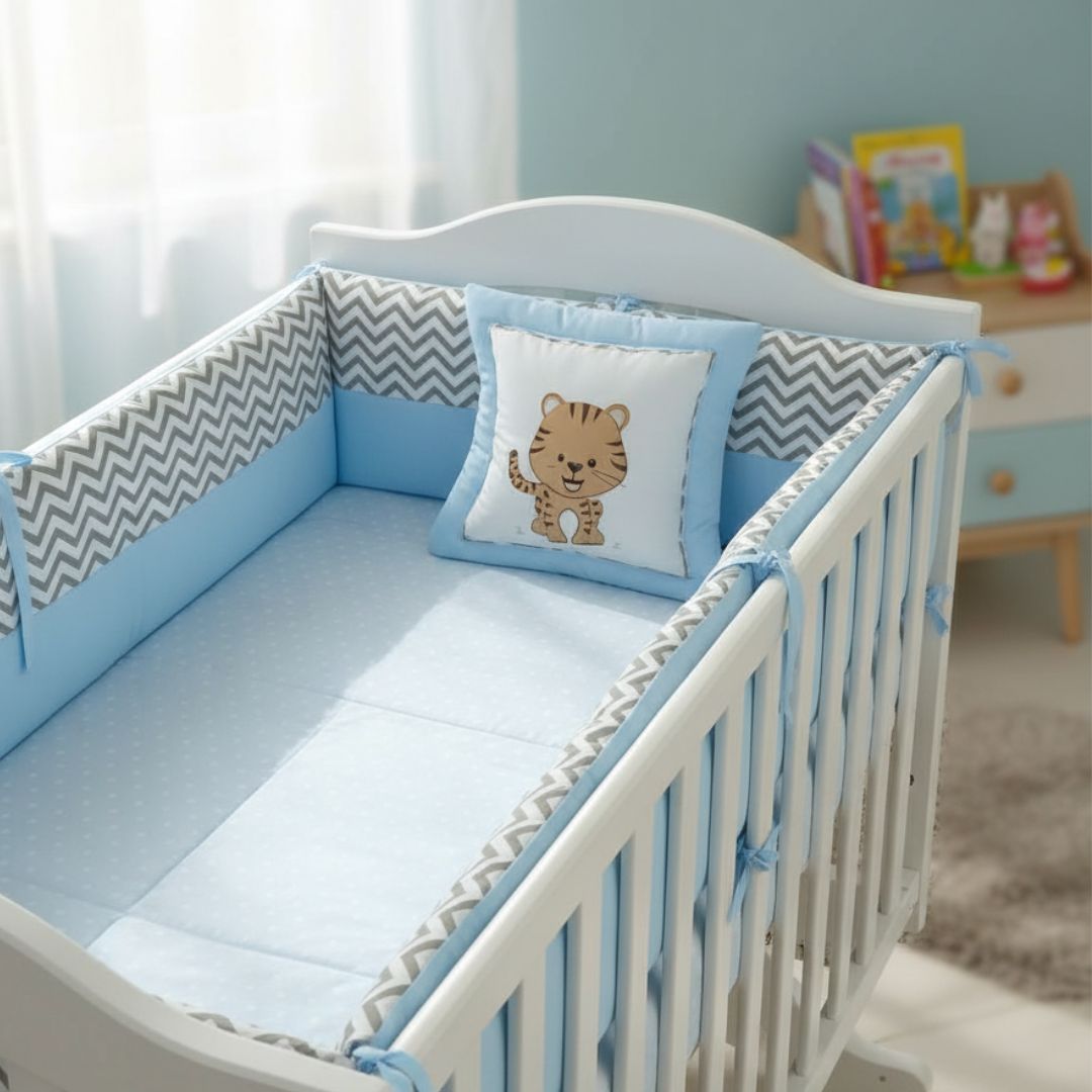 PROTECTORES LATERALES PARACHOQUES TALLA CAMA CUNA 1.5 PLAZAS MONTESSORI -CELESTE -NIÑO - 2