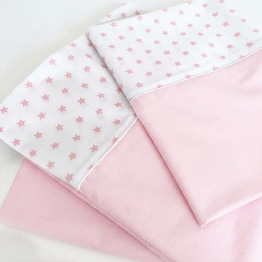SÁBANAS DE CUNA - JUEGO 3 PIEZAS - COLOR ROSADO - NIÑA - 1