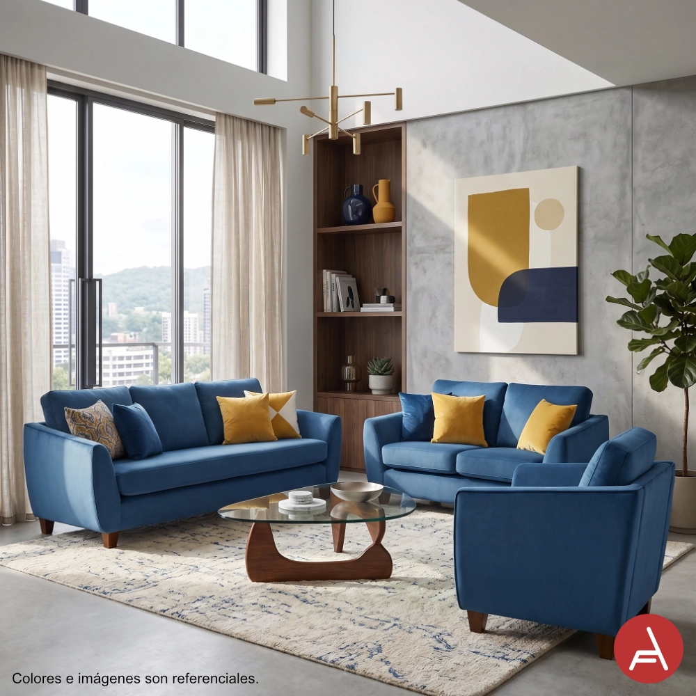 JUEGO SALA AZYA MUEBLES TERCIOPELO 3-2-1 NYZA - 3