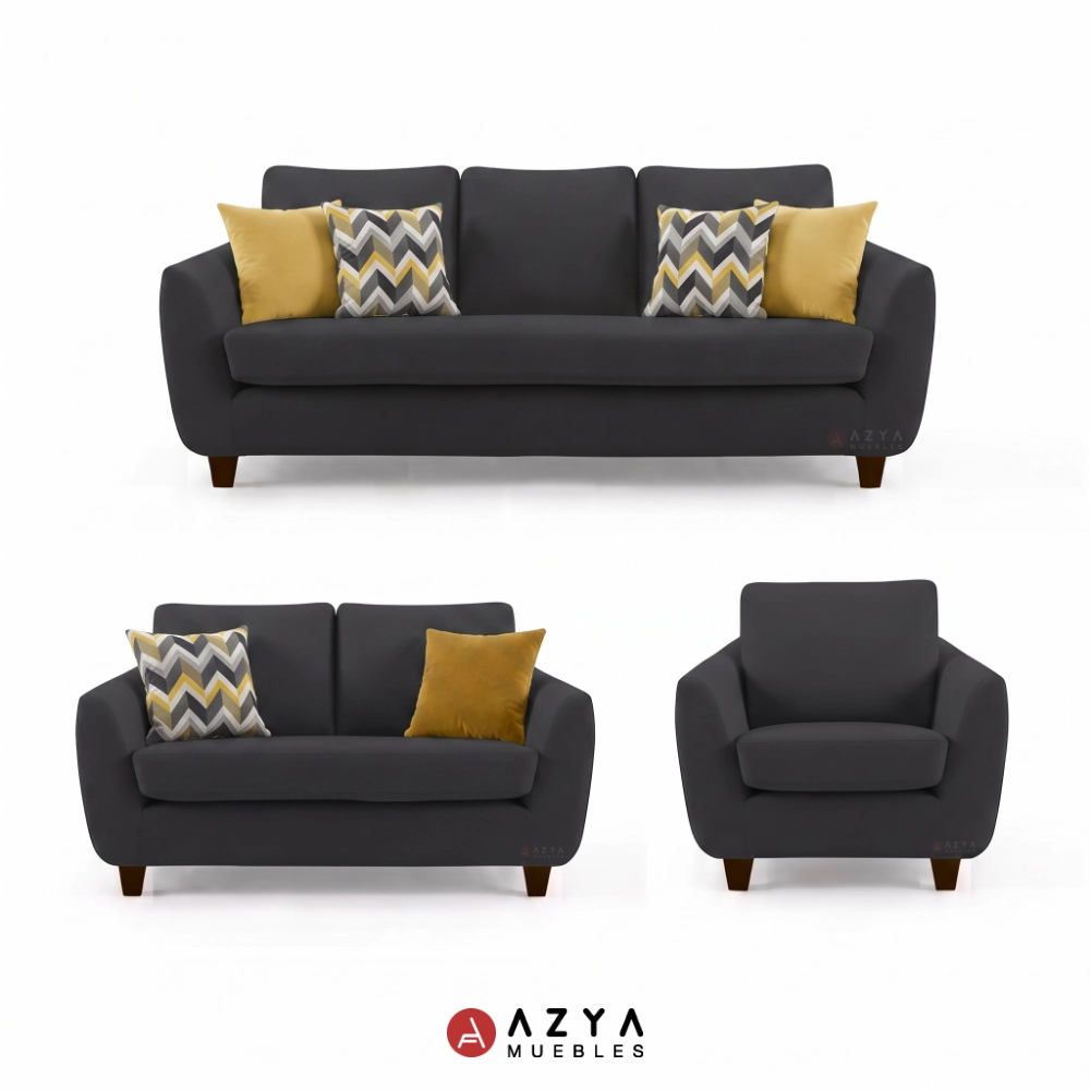 JUEGO SALA AZYA MUEBLES TERCIOPELO 3-2-1 NYZA - 1