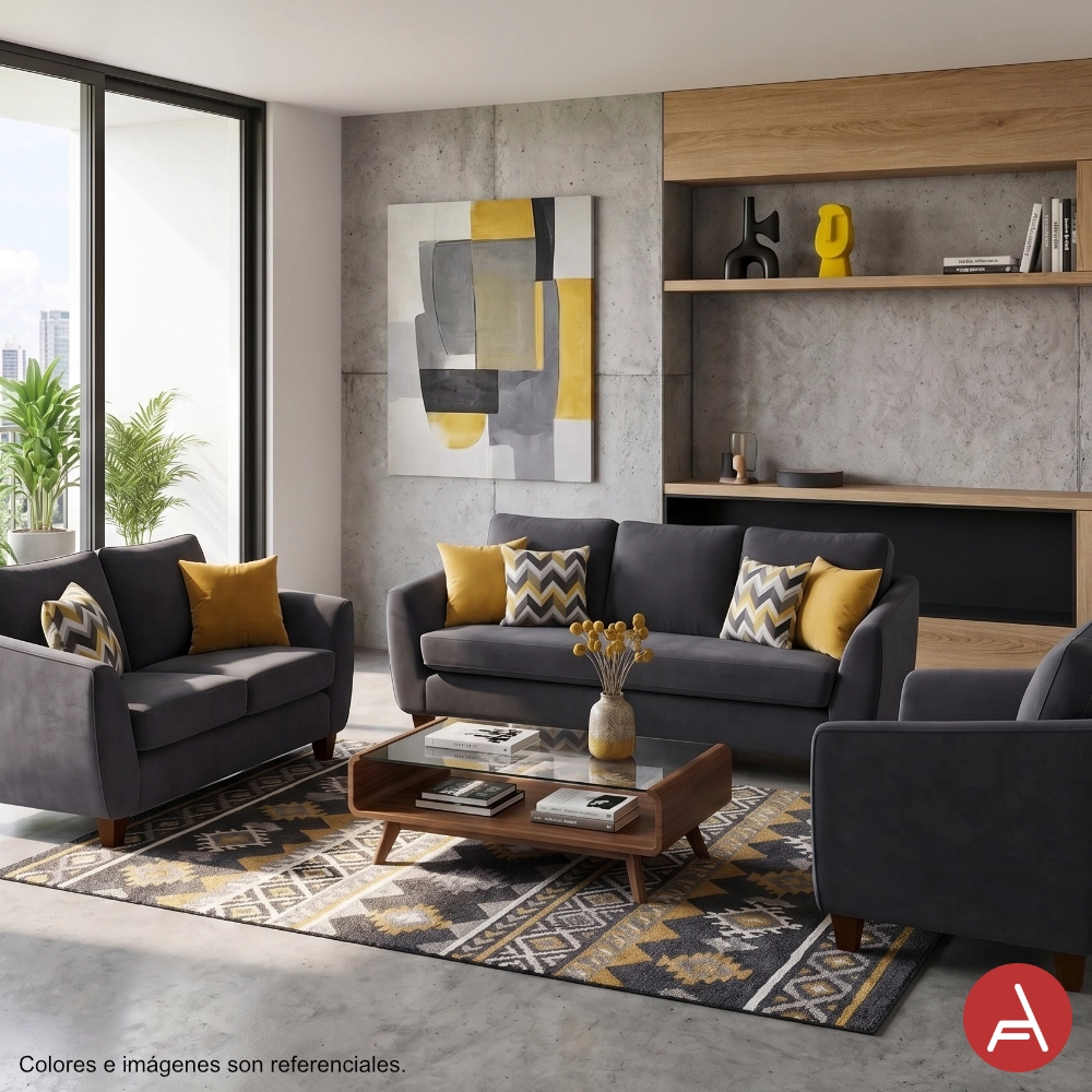 JUEGO SALA AZYA MUEBLES TERCIOPELO 3-2-1 NYZA - 3