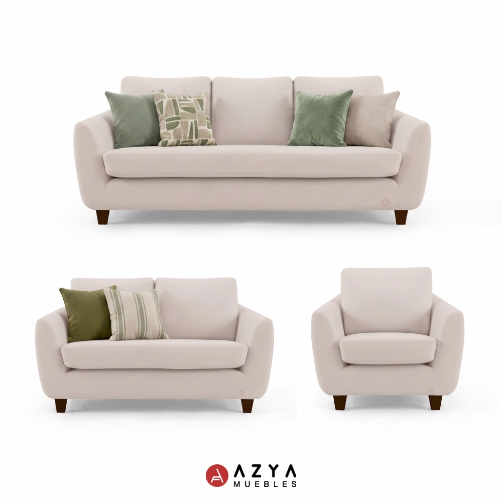 JUEGO SALA AZYA MUEBLES TERCIOPELO 3-2-1 NYZA - 1
