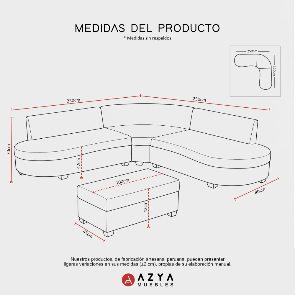 JUEGO DE SALA SECCIONAL VALENTINO + COJINES DE REGALO + BANQUETA | NEGRO / GRIS - 3
