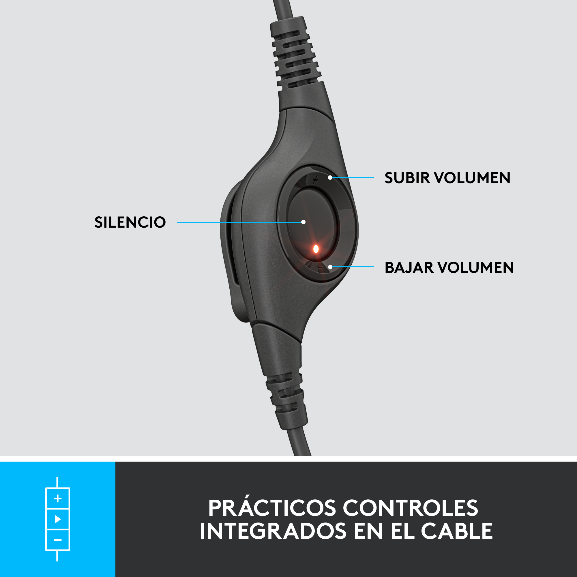 Audífonos con micrófono y cable H390 de Logitech Negro - 4