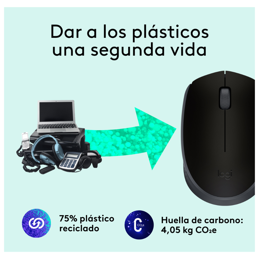 MOUSE LOGITECH INALÁMBRICO M170 NEGRO - 3