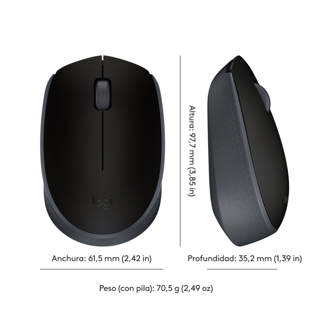 MOUSE LOGITECH INALÁMBRICO M170 NEGRO - 8