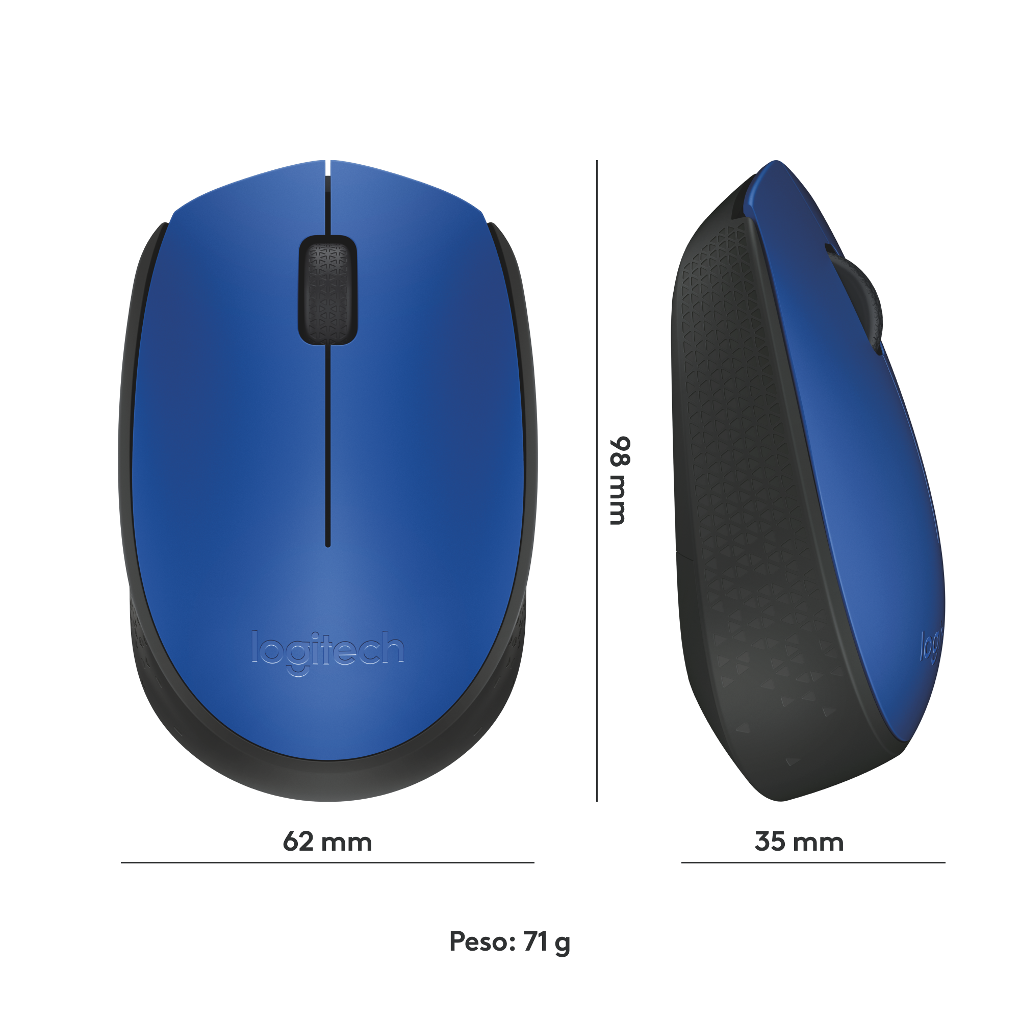 MOUSE INALÁMBRICO LOGITECH M170 AZUL - 7