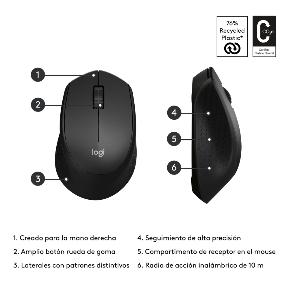 MOUSE INALÁMBRICO LOGITECH M280 BLACK - 5