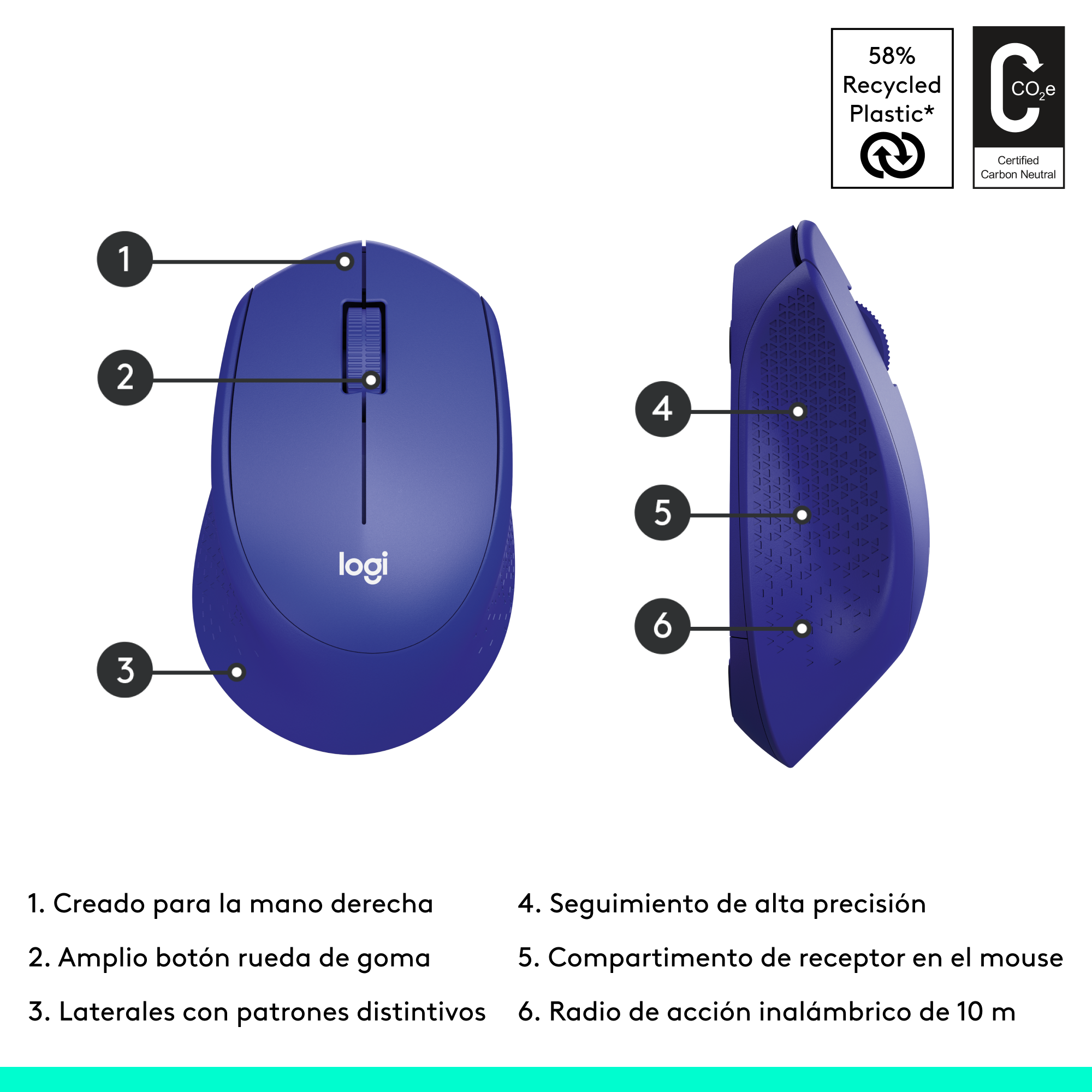 MOUSE INALÁMBRICO LOGITECH M280 BLUE - 5