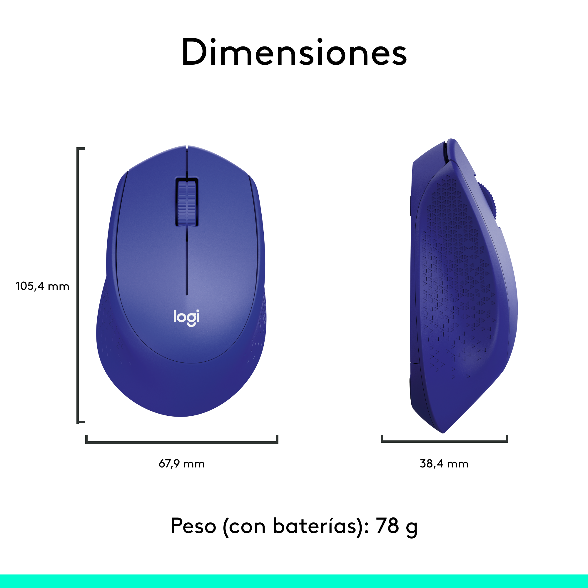 MOUSE INALÁMBRICO LOGITECH M280 BLUE - 6