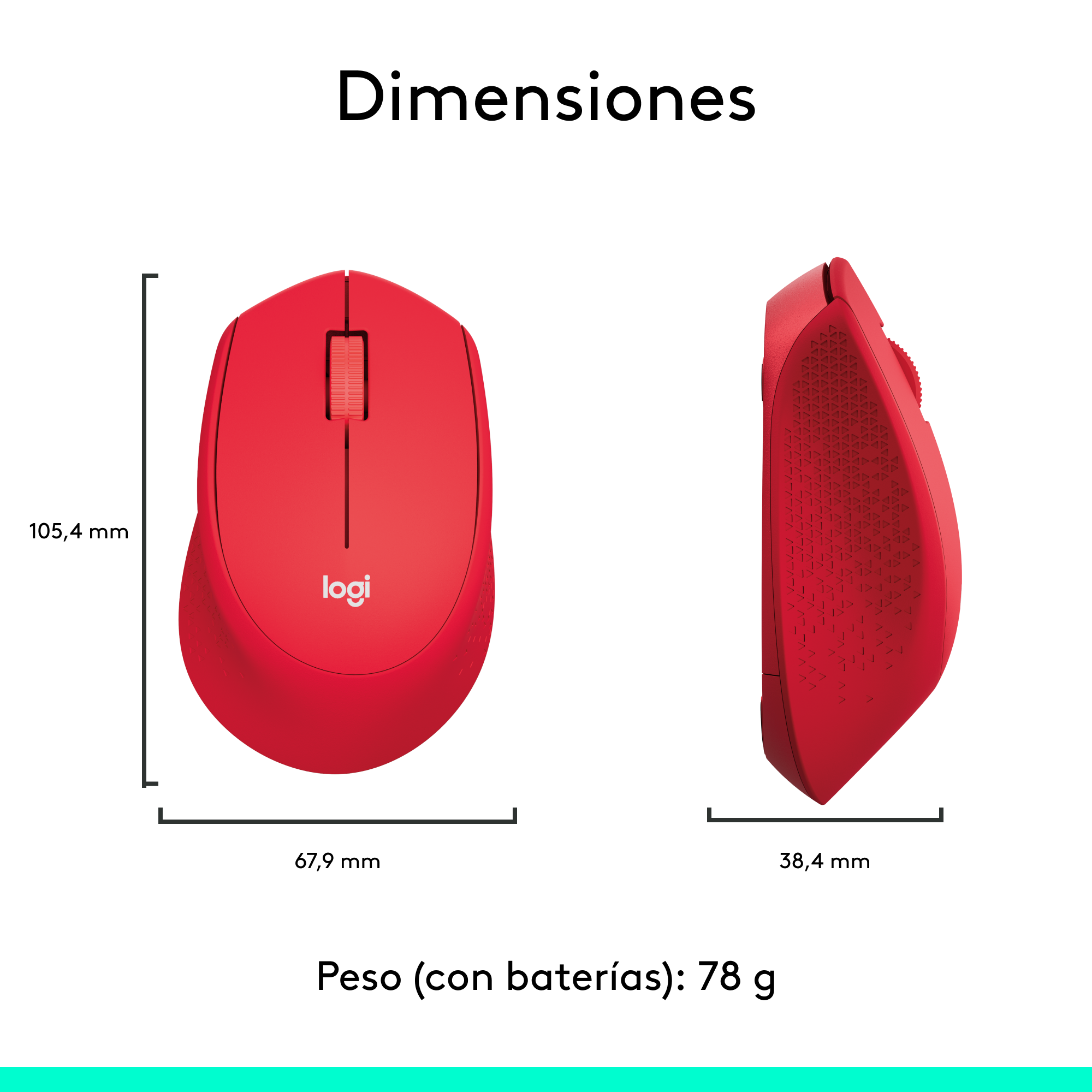Mouse Inalámbrico Logitech M280 Rojo - 6