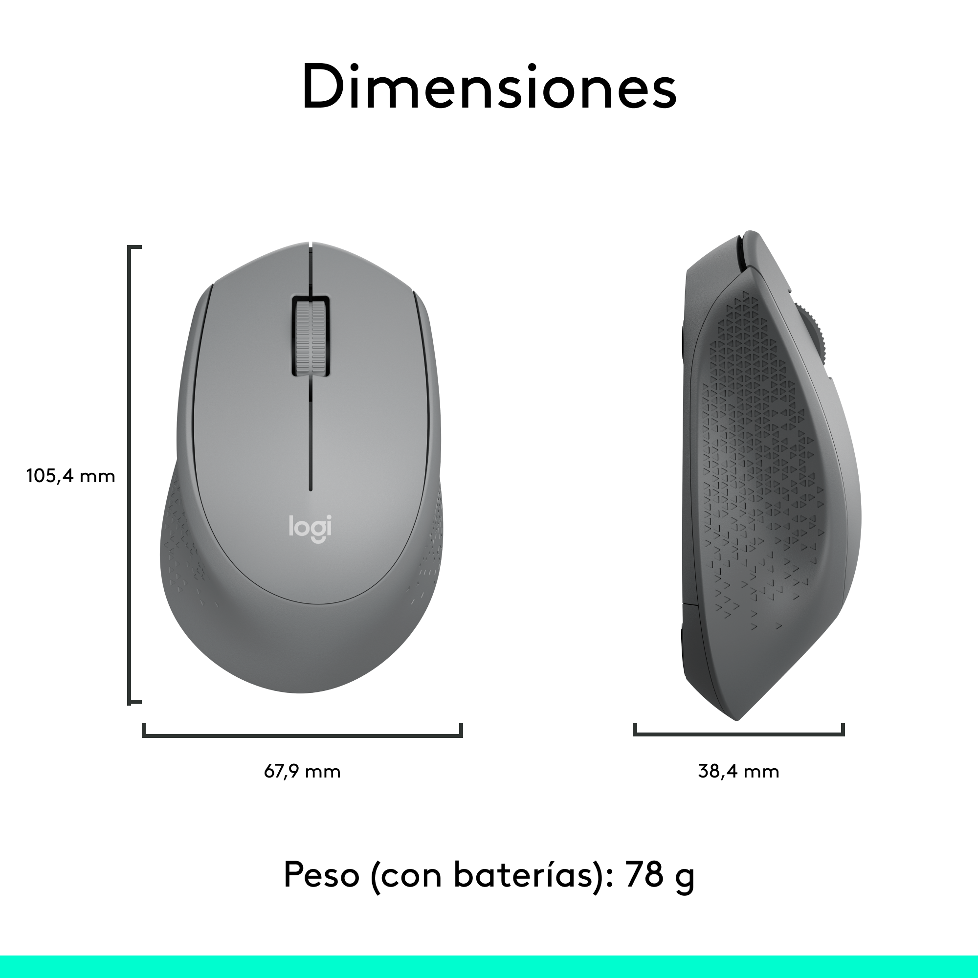 MOUSE INALÁMBRICO LOGITECH M280 GRIS - 6