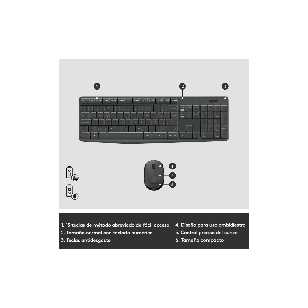 TECLADO LOGITECH + MOUSE INALÁMBRICO MK235 - 3