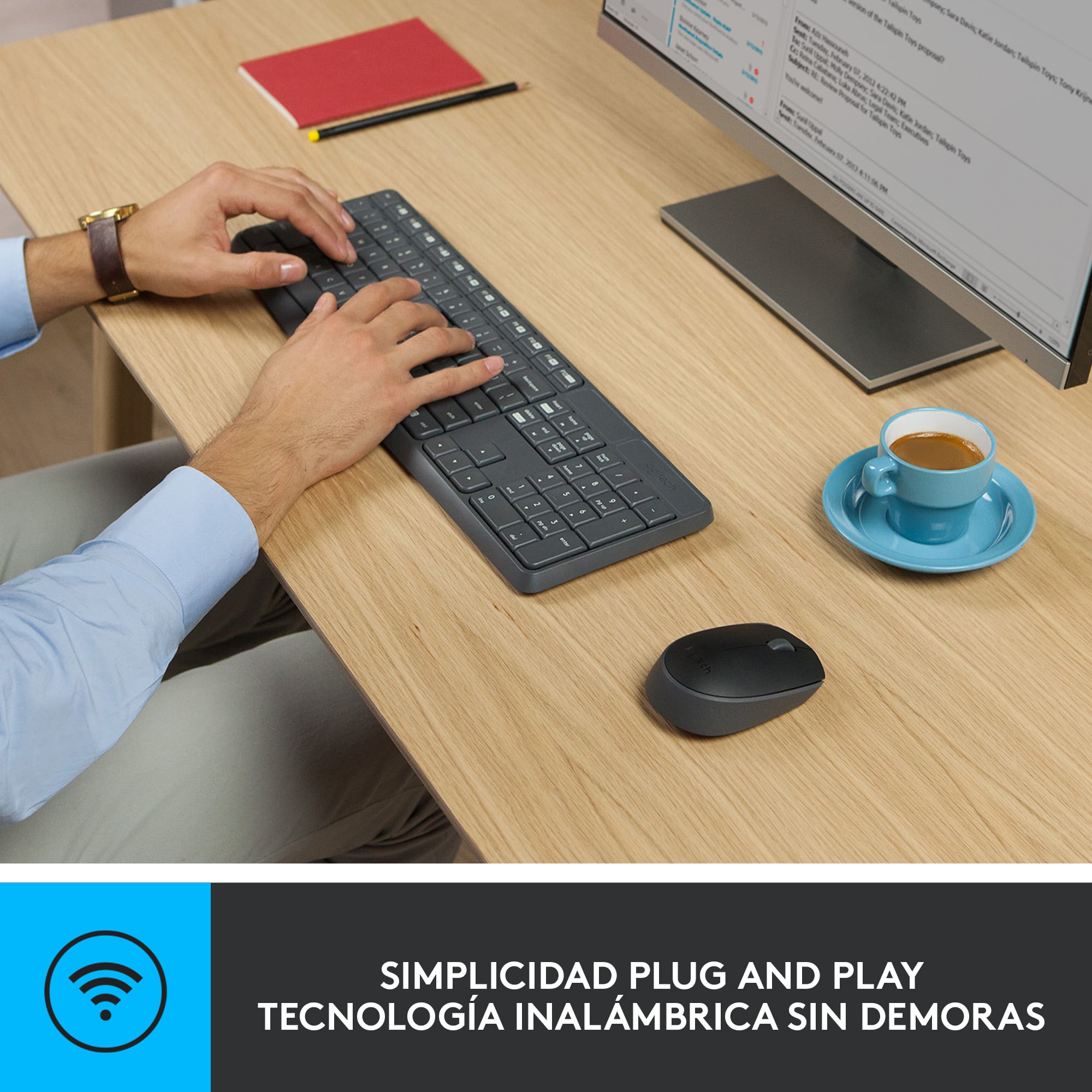 TECLADO LOGITECH + MOUSE INALÁMBRICO MK235 - 4