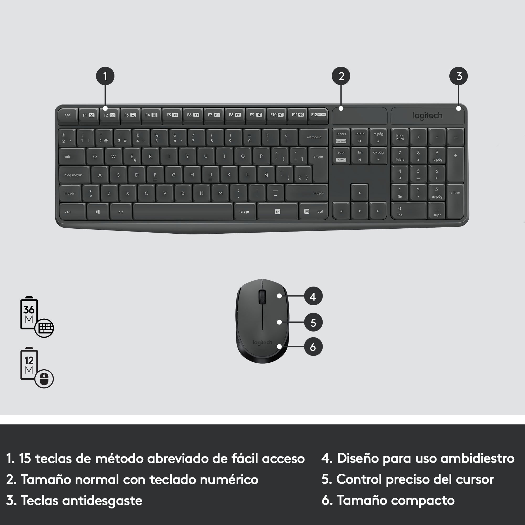 TECLADO LOGITECH + MOUSE INALÁMBRICO MK235 - 6