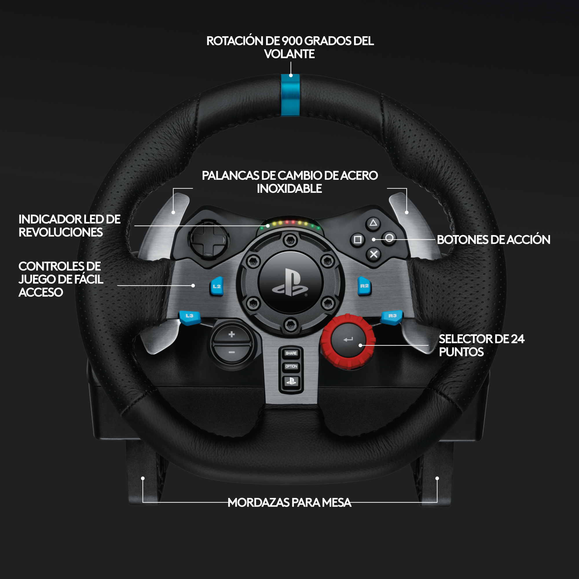 Volante de Carreras y Pedales Logitech G29 para PC y PlayStation P5,P4,P3 - 4