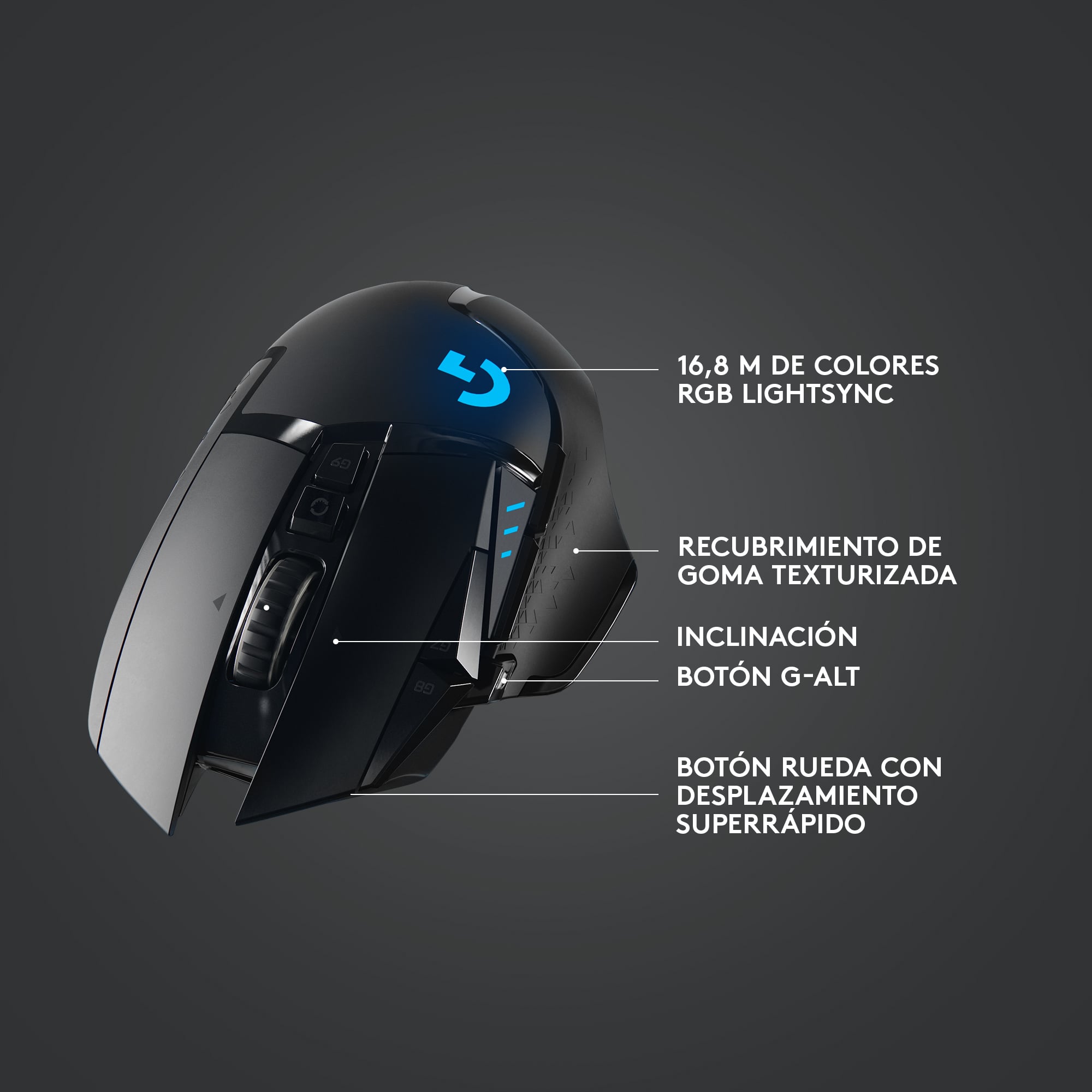 Mouse inalámbrico Logitech G502 LIGHTSPEED para gaming Negro - 5