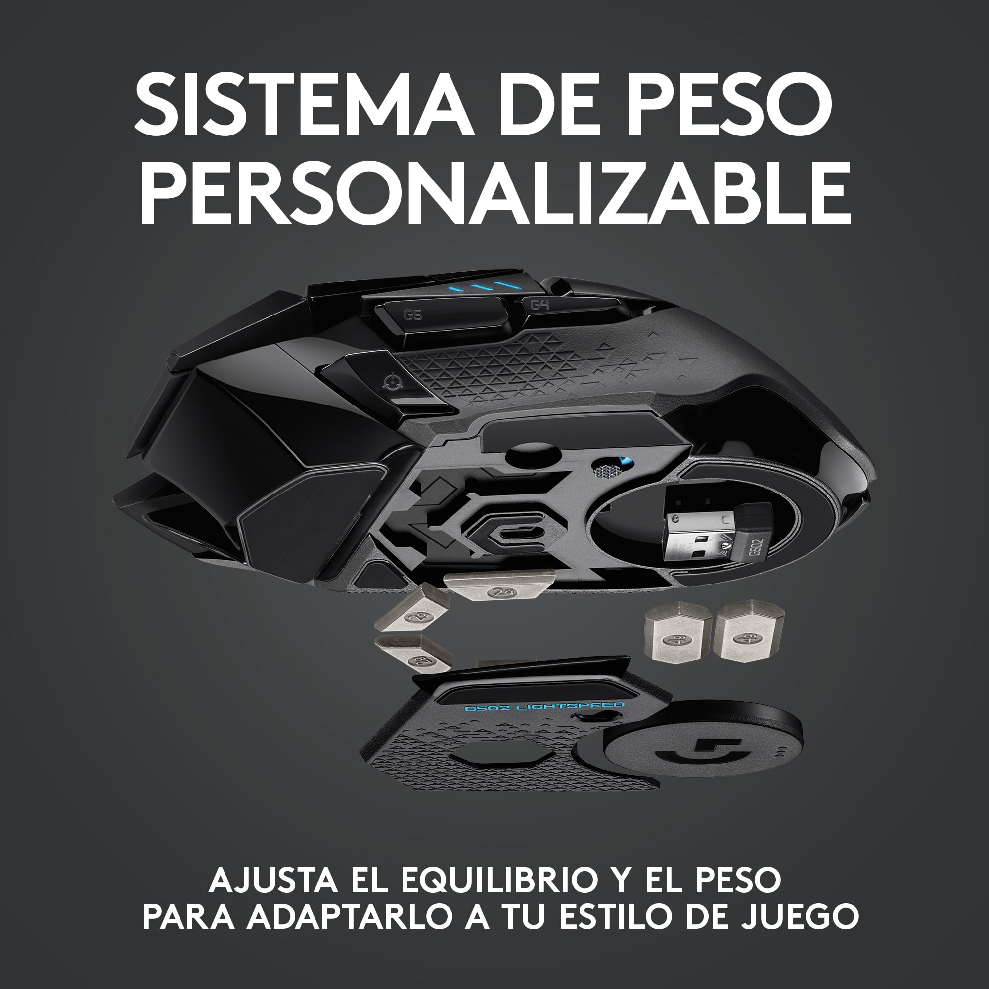 Mouse inalámbrico Logitech G502 LIGHTSPEED para gaming Negro - 6