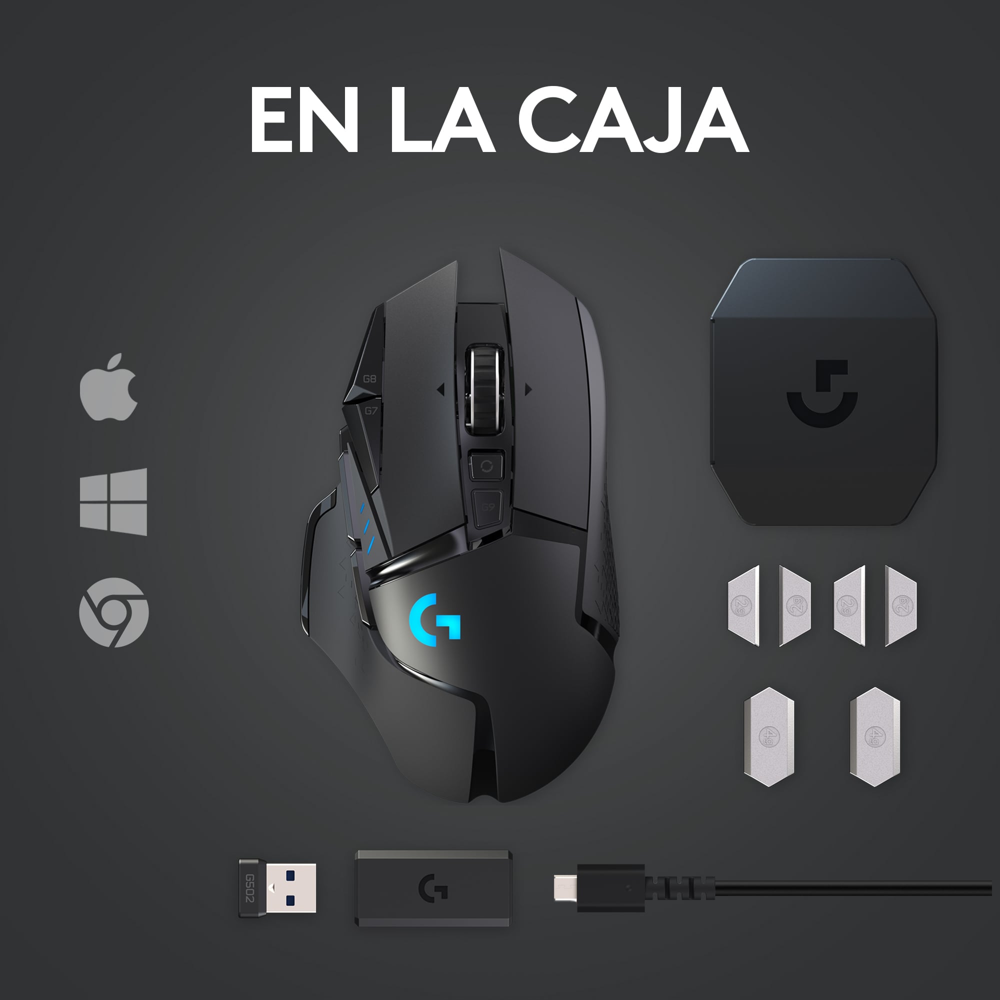 Mouse inalámbrico Logitech G502 LIGHTSPEED para gaming Negro - 8