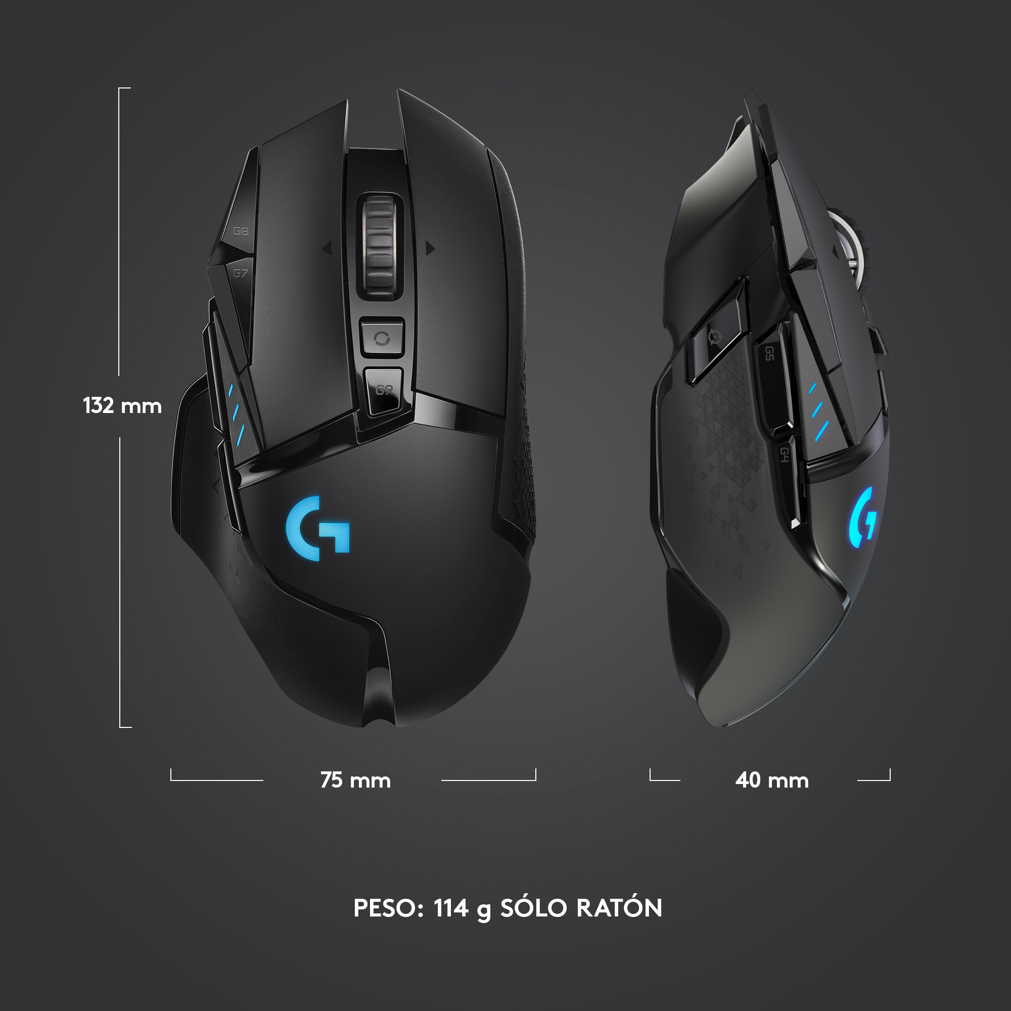 Mouse inalámbrico Logitech G502 LIGHTSPEED para gaming Negro - 9