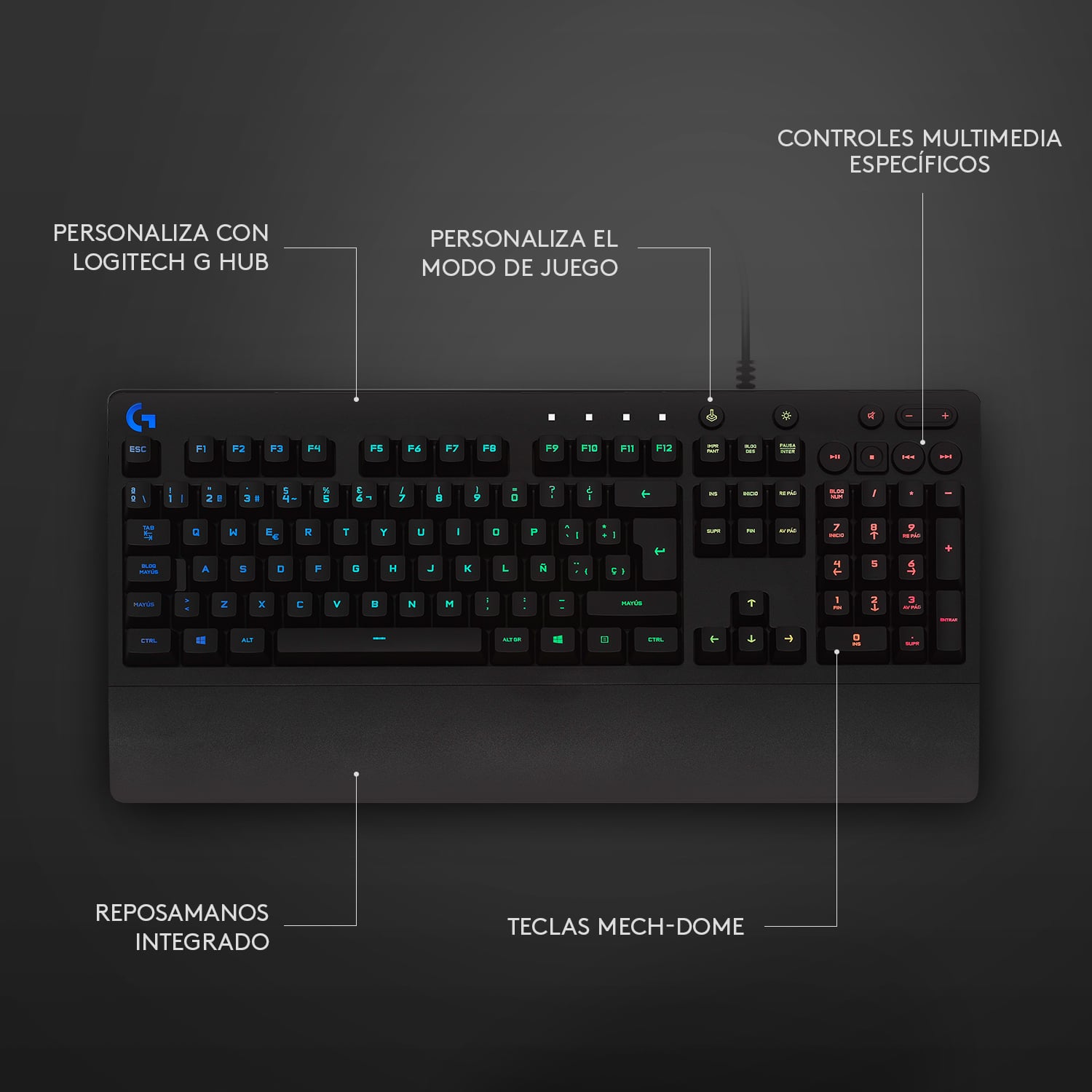 Teclado Para Juegos Logitech Prodigy G213 Negro - 5