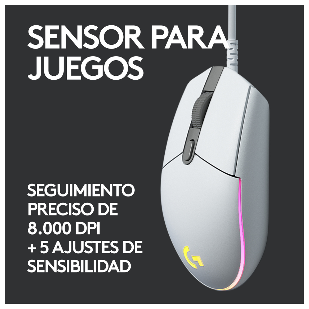 MOUSE LOGITECH G203 RGB WHITE - 2