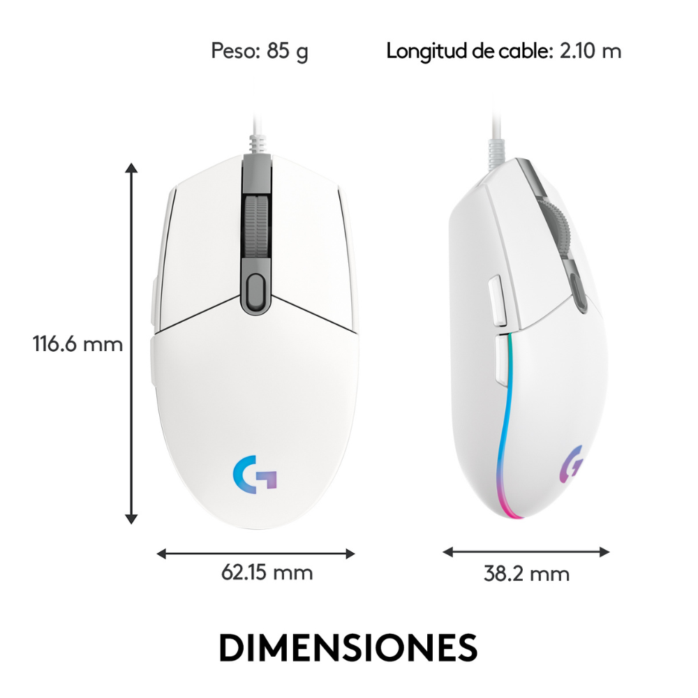 MOUSE LOGITECH G203 RGB WHITE - 7