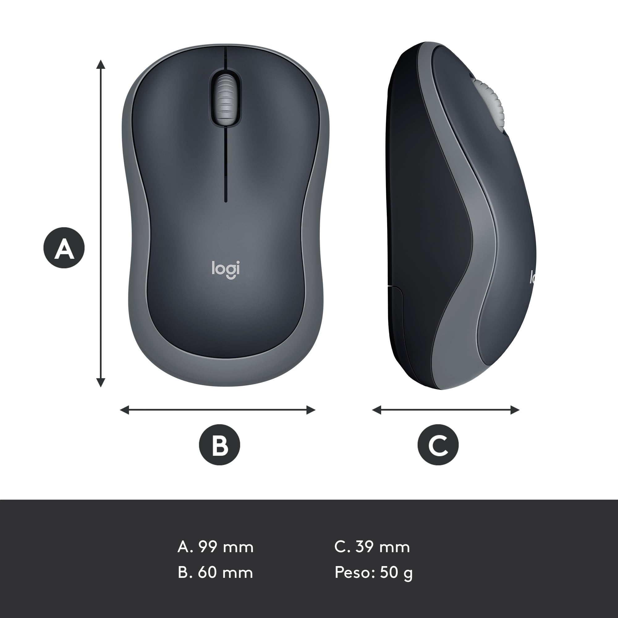 MOUSE LOGITECH INALÁMBRICO M185 GREY - 8