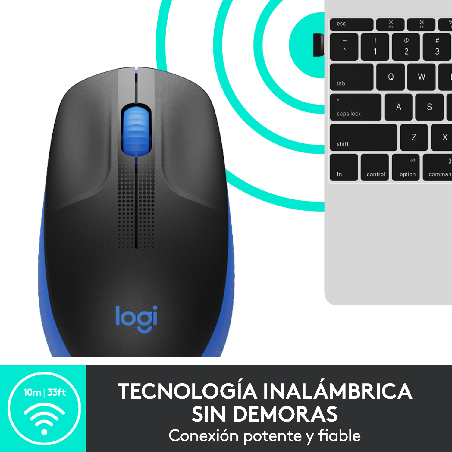 Mouse inalámbrico Logitech de tamaño normal Logitech M190 Azul - 2