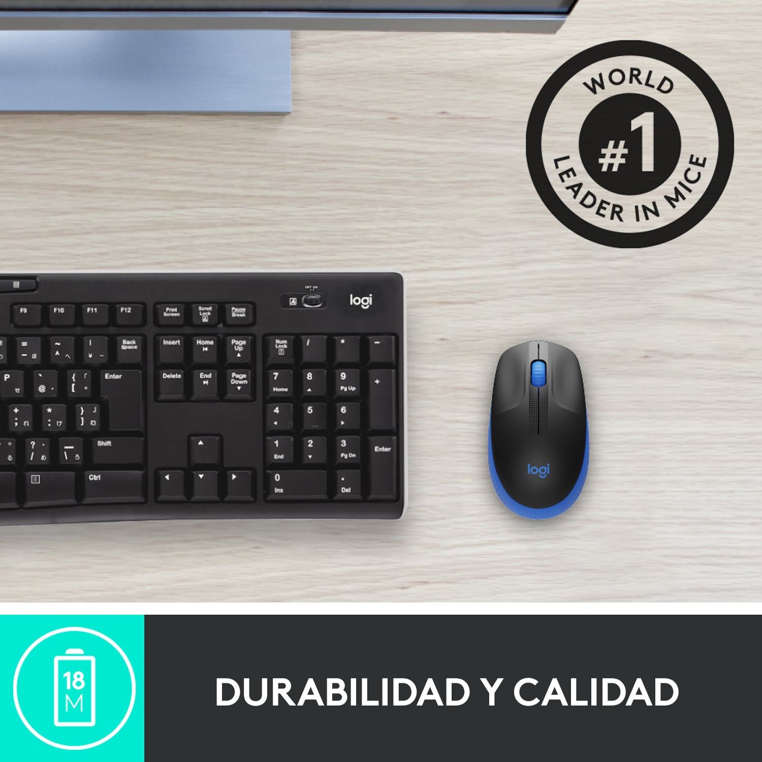 Mouse inalámbrico Logitech de tamaño normal Logitech M190 Azul - 3