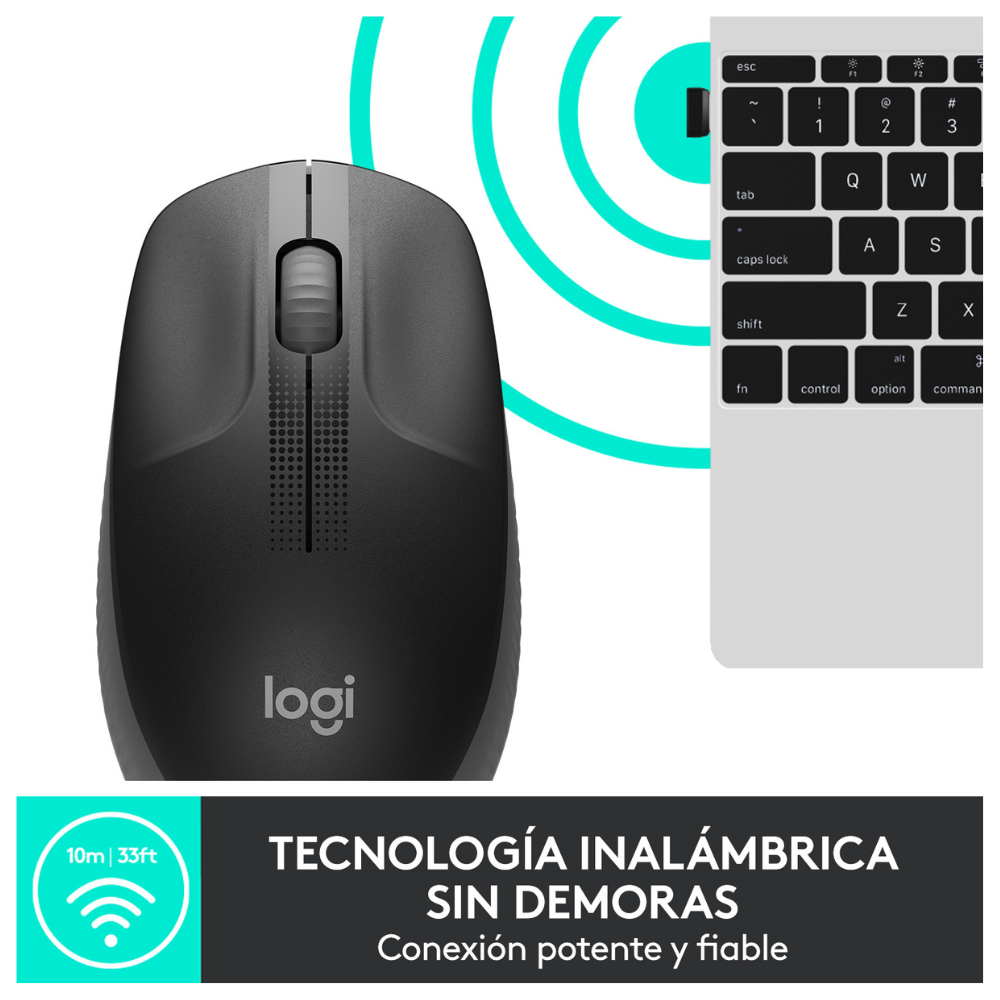 MOUSE LOGITECH INALÁMBRICO M190 GREY - 2