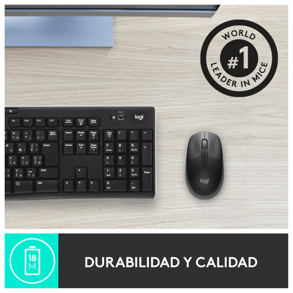 MOUSE LOGITECH INALÁMBRICO M190 GREY - 3