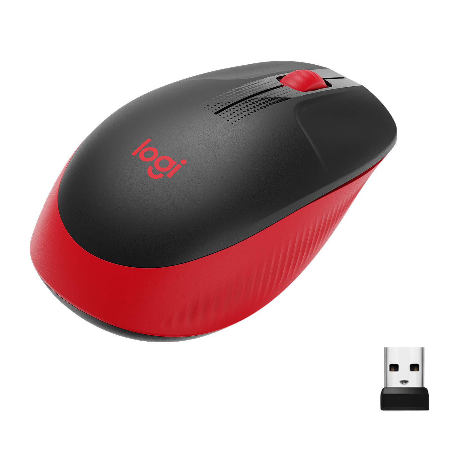 Mouse inalámbrico Logitech de tamaño normal Logitech M190 Rojo - 1