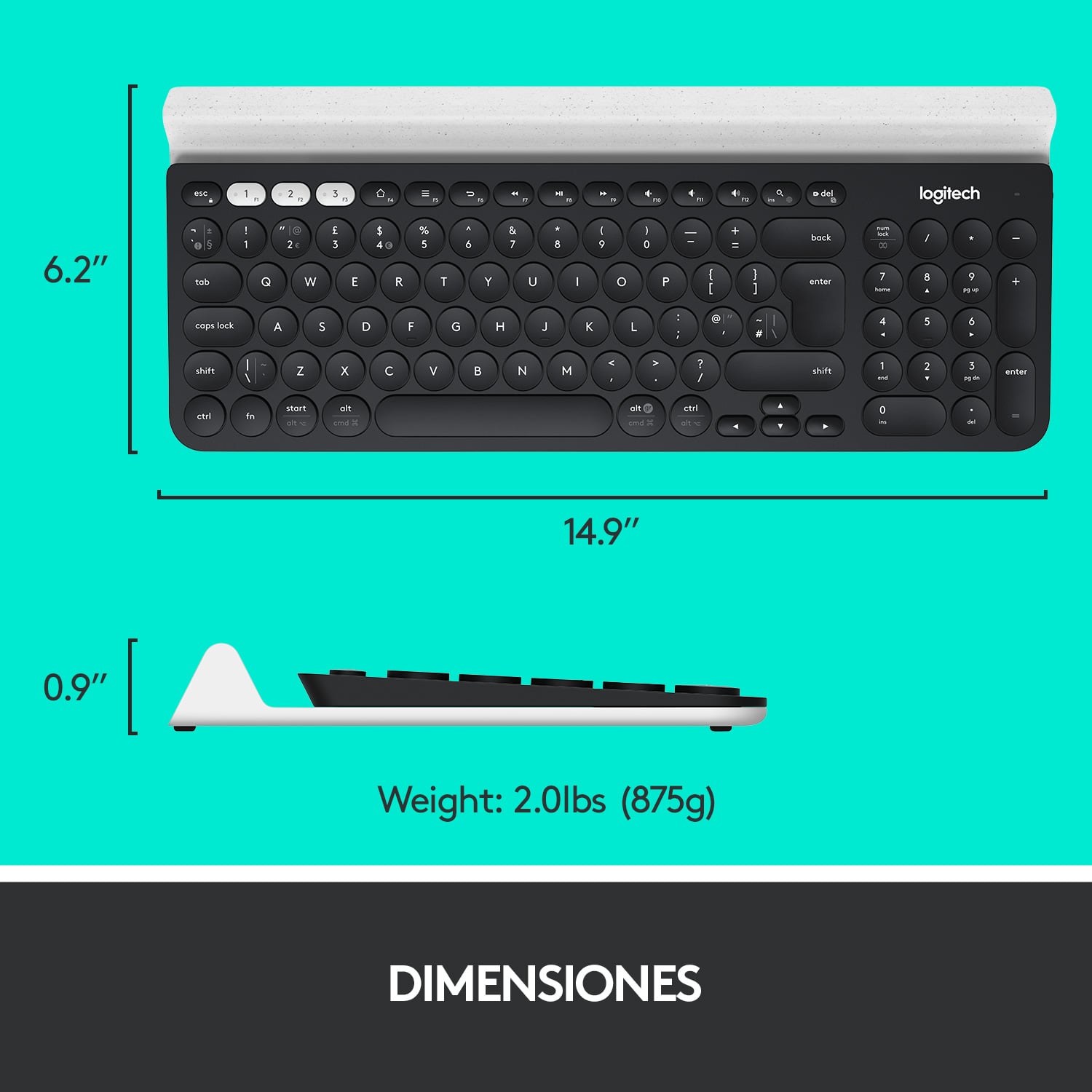 Teclado inalámbrico Bluetooth multidispositivo K780 Negro - 6